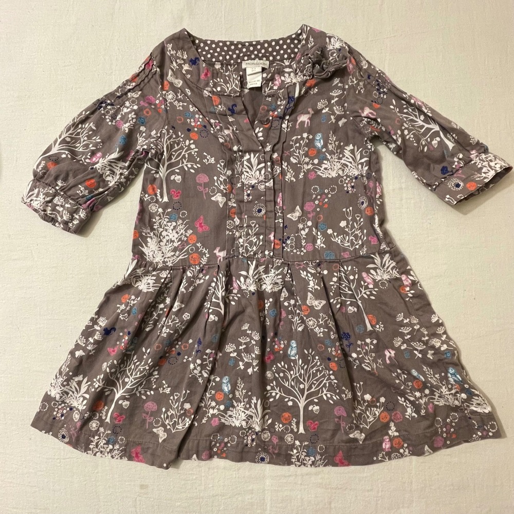 Monsoon Girls 3-4 Years 100% Cotton Woodland Creature Print Dress Made in India